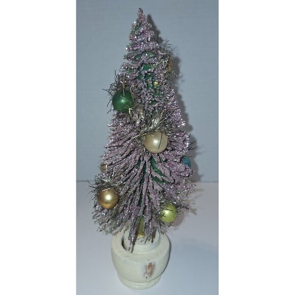 vintage 10 inch pink glitter bottle brush tree mercury ornaments - Picture 4 of 16